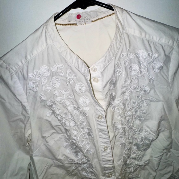 Boden White/Cream Button Up Blouse Floral Embroidery - Picture 3 of 10